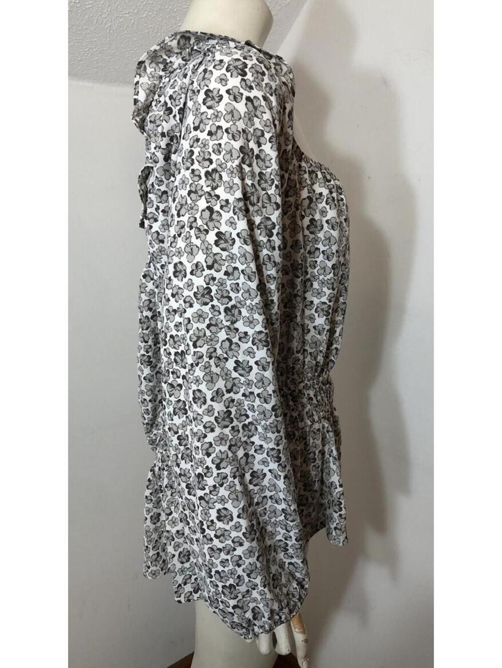 Nine West New Womens XXL Square Neck Peplum Blouse Popover Grey White Floral - Picture 3 of 7